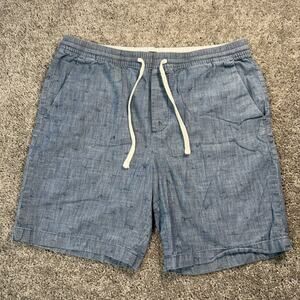 Banana Republic Mens Lark Shark Print Chambray Drawstring Deck Shorts 8"